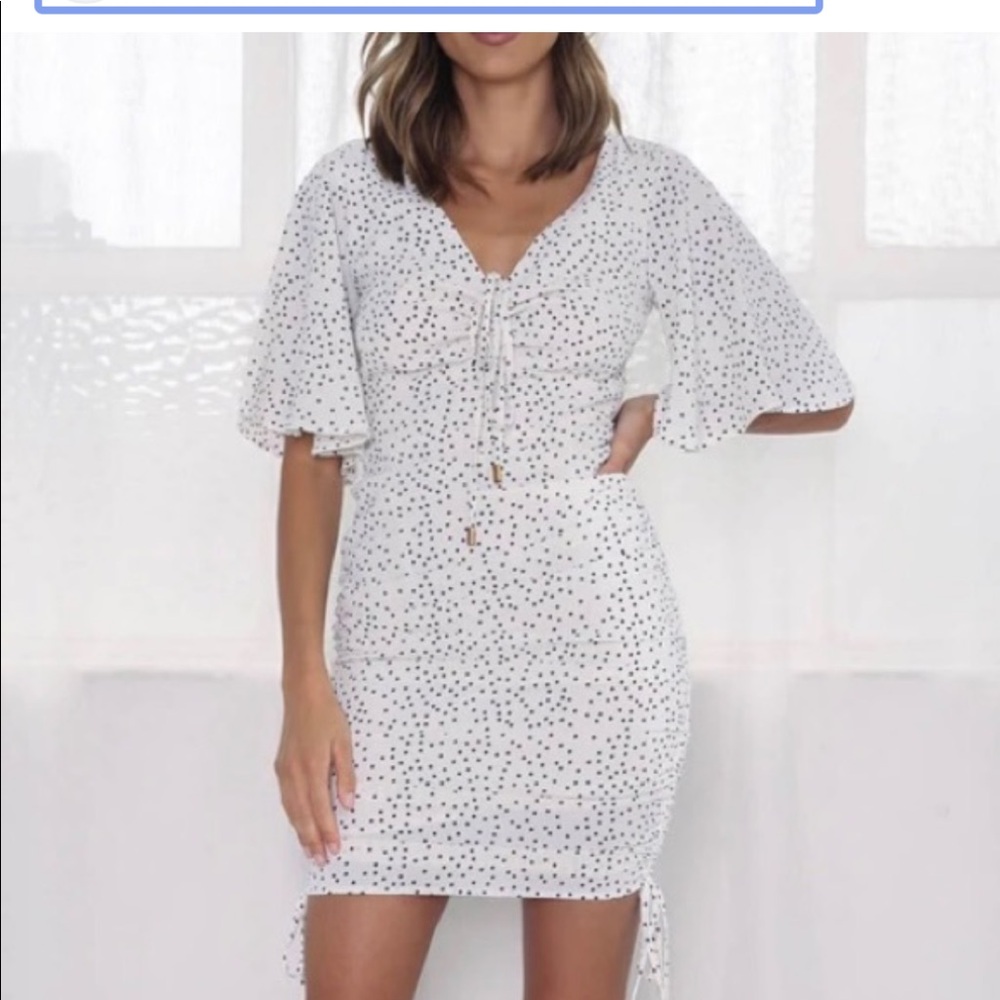 NWT White with black polka dot mini dress